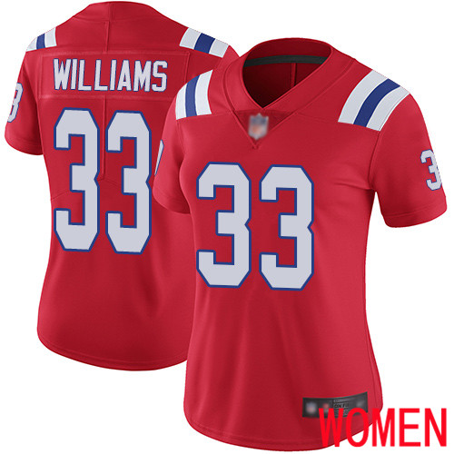 New England Patriots Football #33 Vapor Limited Red Women Joejuan Williams Alternate NFL Jersey->women nfl jersey->Women Jersey